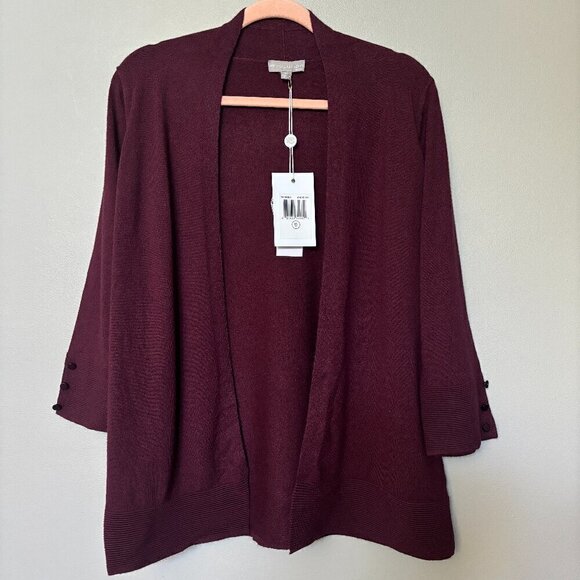 Evolution By‎ Cyrus Ancho Chile Burgundy Myna Button Sleeve Open Cardigan Medium - Picture 3 of 12